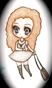 My best friend, Cassie, drew this of me, and it's an accurate description of what I look like as I head off to my cousin's wedding!